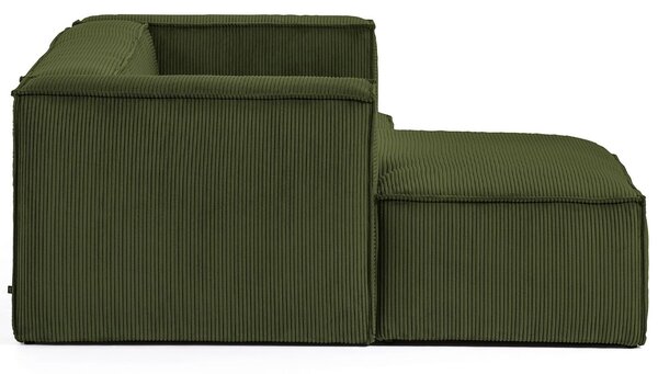 Kave Home Zelená manšestrová rohová pohovka Blok 240 cm, levá