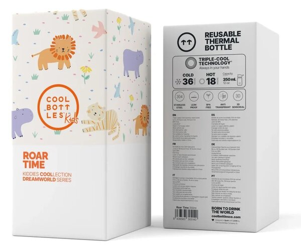 Dětská nerezová termoláhev COOL BOTTLES Kiddie Roar Time, 350 ml