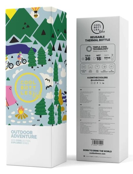 Dětská nerezová termoláhev COOL BOTTLES Kids Outdoor Adventure třívrstvá, 500 ml