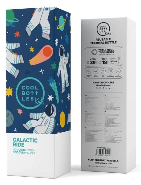 Dětská nerezová termoláhev COOL BOTTLES Kids Galactic Ride třívrstvá, 500 ml