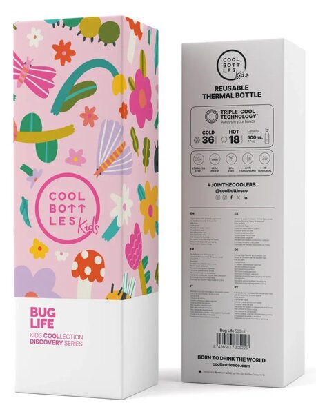 Dětská nerezová termoláhev COOL BOTTLES Kids Bug Life třívrstvá, 500 ml