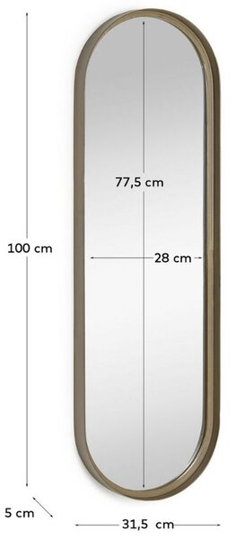 Zlaté kovové závěsné zrcadlo Kave Home Tiare 31 x 101 cm