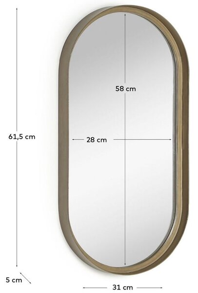 Zlaté kovové závěsné zrcadlo Kave Home Tiare 31 x 61,5 cm