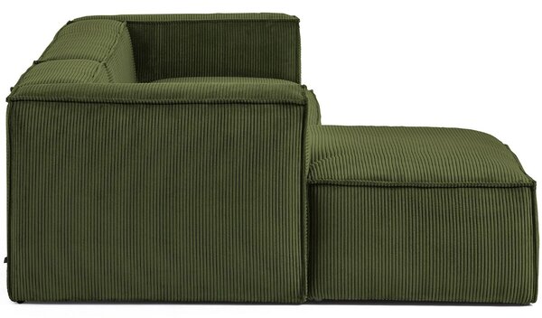 Kave Home Zelená manšestrová rohová pohovka Blok 300 cm, levá