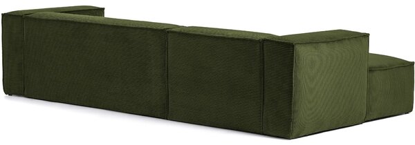 Kave Home Zelená manšestrová rohová pohovka Blok 300 cm, levá