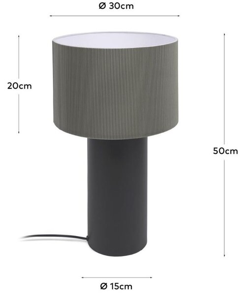 Šedá lněná stolní lampa Kave Home Domicina