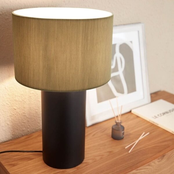 Šedá lněná stolní lampa Kave Home Domicina