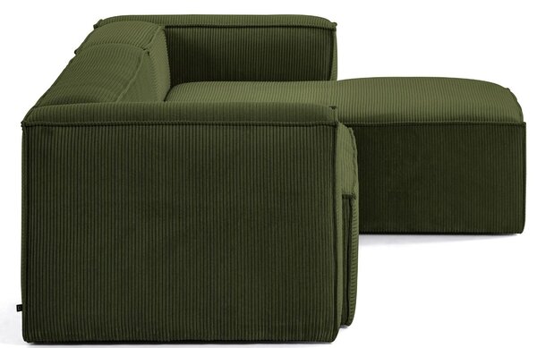 Kave Home Zelená manšestrová rohová pohovka Blok 300 cm, pravá