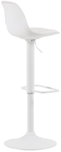 Bílá koženková barová židle Kave Home Orlando s bílou podnoží 60-82 cm