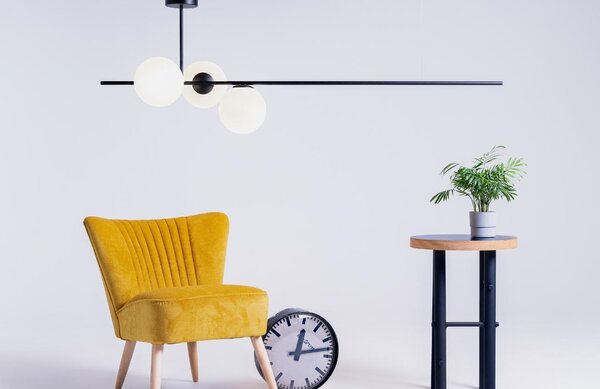 Nordic Design Bílo černé skleněné závěsné světlo Bubbly 150 cm