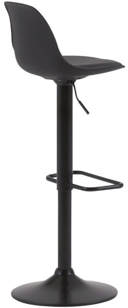 Černá koženková barová židle Kave Home Orlando s černou podnoží 60-82 cm