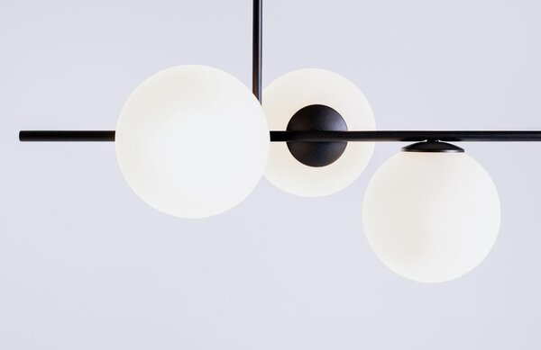 Nordic Design Bílo černé skleněné závěsné světlo Bubbly 150 cm