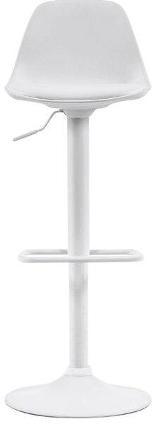 Bílá koženková barová židle Kave Home Orlando s bílou podnoží 60-82 cm