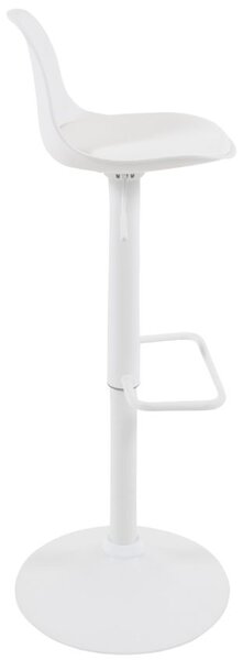 Bílá koženková barová židle Kave Home Orlando s bílou podnoží 60-82 cm