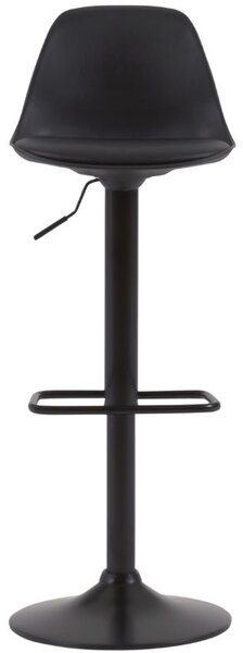 Černá koženková barová židle Kave Home Orlando s černou podnoží 60-82 cm