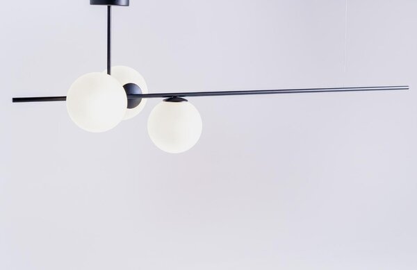 Nordic Design Bílo černé skleněné závěsné světlo Bubbly 150 cm