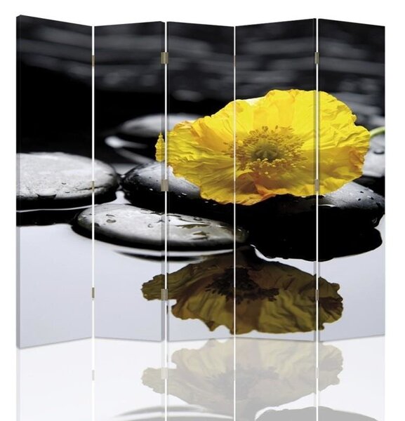 Paraván Zen se žlutým květem Rozměry: 180 x 170 cm, Provedení: Klasický paraván