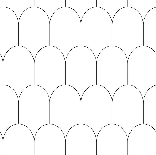 Bílá vliesová tapeta, geometrický obloukový vzor 139140, Black & White, Esta