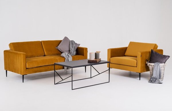 Nordic Design Žluté sametové křeslo Vegas