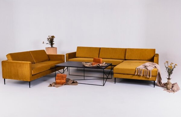 Nordic Design Žlutá sametová podnožka Vegas