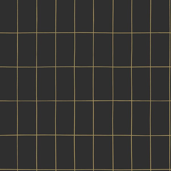 Černá vliesová tapeta, zlaté obrysy obdélníků 139132, Black & White, Esta