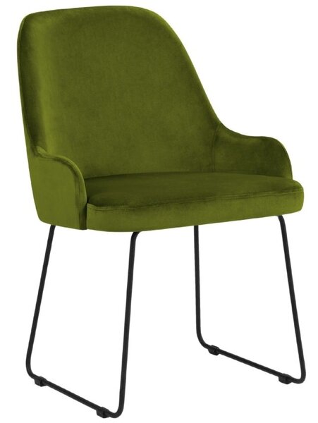 Zelená sametová jídelní židle MICADONI OLIVINE