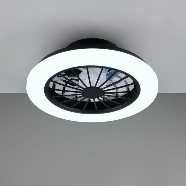 LED Stmívatelné stropní svítidlo s ventilátorem GHANA LED/24W/230V bílá/černá+DO