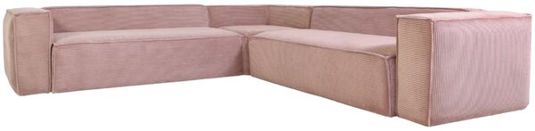 Růžová manšestrová rohová pohovka Kave Home Blok 320 cm, levá/pravá