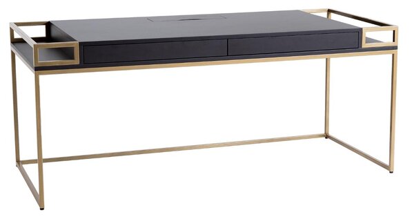 Nordic Design Černo zlatý lakovaný pracovní stůl Hugo 180 x 78 cm