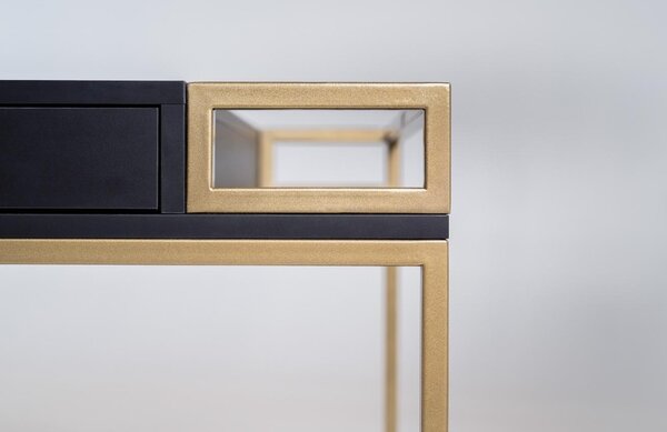 Nordic Design Černo zlatý lakovaný pracovní stůl Hugo 180 x 78 cm