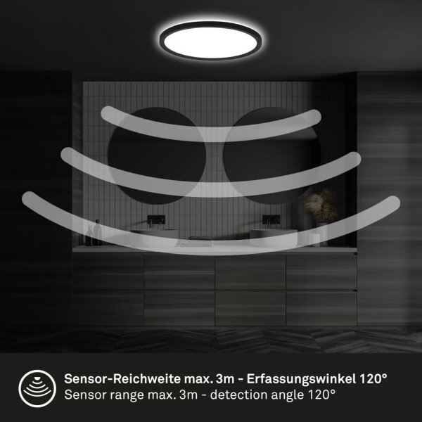 Briloner - LED Koupel stropní svít se sen MOVE LED/18W/230V IP44 pr. 29 cm černá