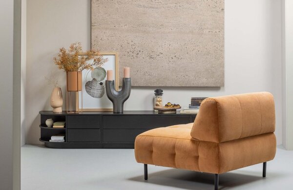 WOOOD Černý borovicový TV stolek Frederica 78 x 40 cm, levý