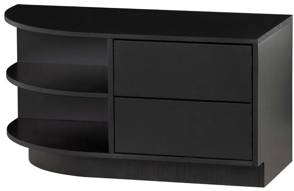 WOOOD Černý borovicový TV stolek Frederica 78 x 40 cm, levý
