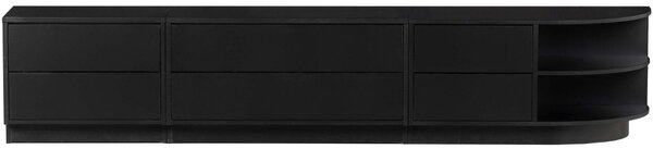 WOOOD Černý borovicový TV stolek Frederica 78 x 40 cm, pravý