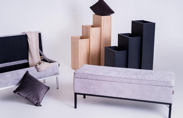 Nordic Design Šedá látková lavice Eduard 120 cm