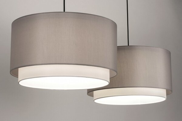 Závěsné designové šedé svítidlo nad stůl Duo Yersey Soffito and Black (LMD)