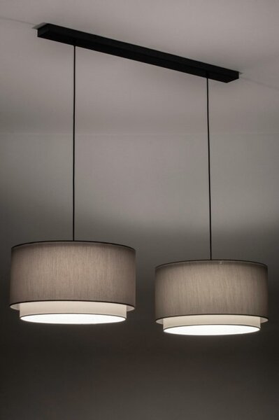 Závěsné designové šedé svítidlo nad stůl Duo Yersey Soffito and Black (LMD)