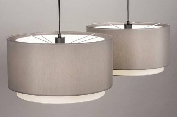 Závěsné designové šedé svítidlo nad stůl Duo Yersey Soffito and Black (LMD)