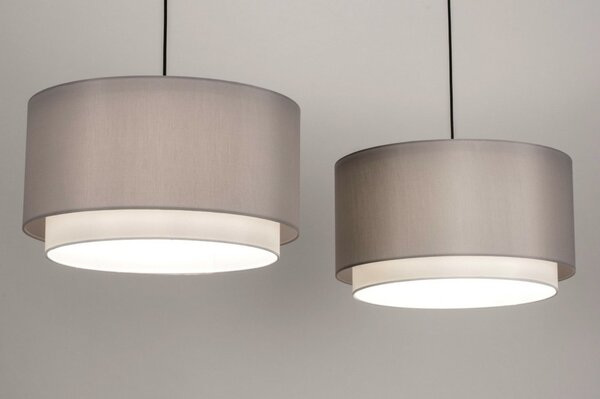 Závěsné designové šedé svítidlo nad stůl Duo Yersey Soffito and Black (LMD)