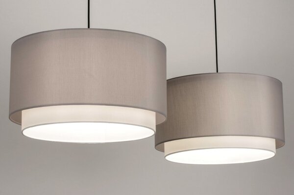 Závěsné designové šedé svítidlo nad stůl Duo Yersey Soffito and Black (LMD)