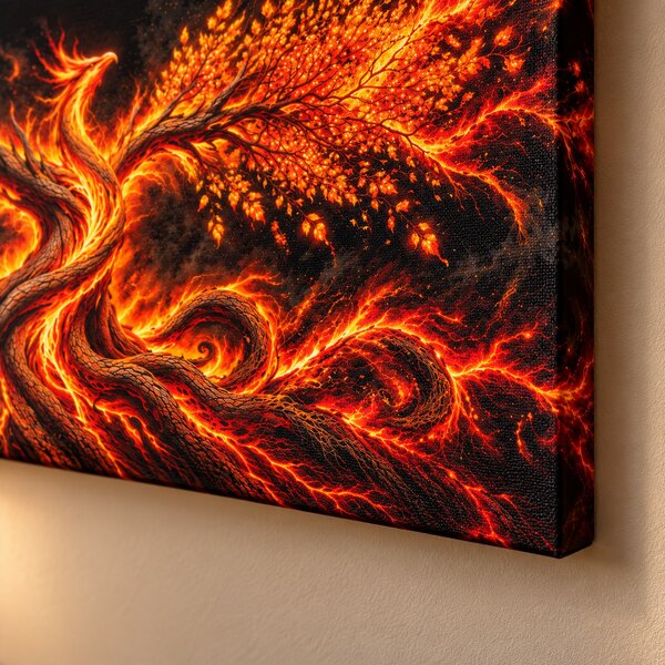 Obraz na plátně - Strom života Ohnivý fénix FeelHappy.cz Rozměr obrazu (Šířka x Výška): 120 x 40 cm