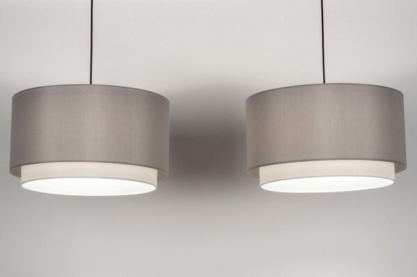 Závěsné designové šedé svítidlo nad stůl Duo Yersey Soffito and Black (LMD)