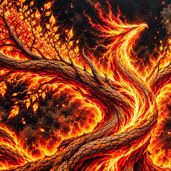 Obraz na plátně - Strom života Ohnivý fénix FeelHappy.cz Rozměr obrazu (Šířka x Výška): 120 x 40 cm