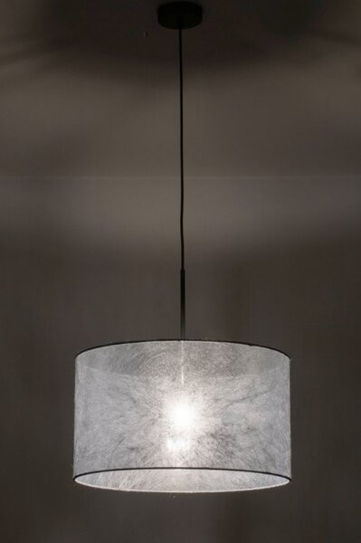 Závěsné designové svítido do obýváku Mombasa Silver Look and Black (LMD)