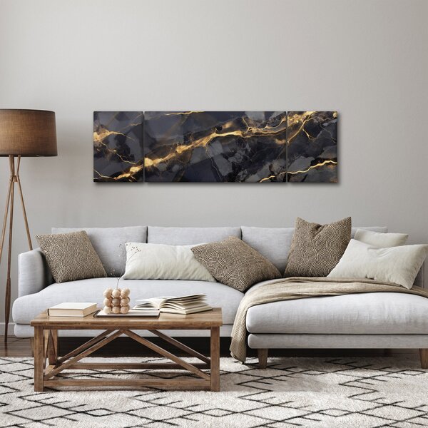 Obraz - Černo - zlatý dekor (170x50 cm)