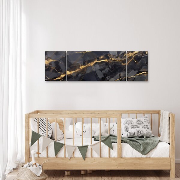 Obraz - Černo - zlatý dekor (170x50 cm)