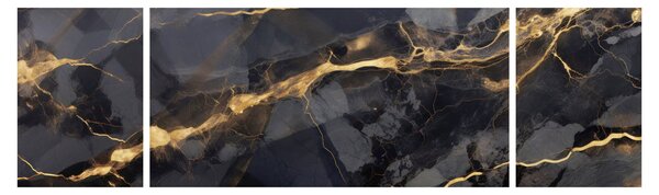 Obraz - Černo - zlatý dekor (170x50 cm)