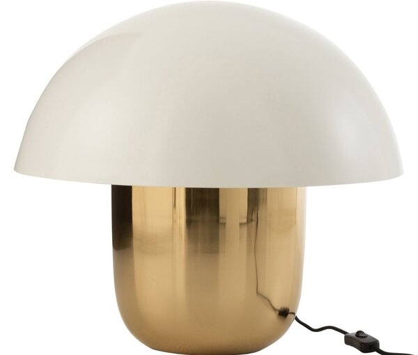 Bílo zlatá kovová stolní lampa J-line Mushroom L
