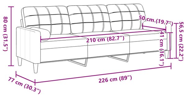3místná pohovka s polštáři růžová 210 cm samet 3278242