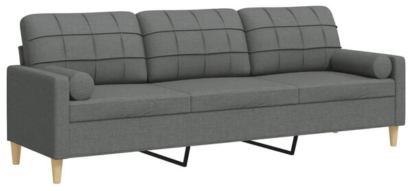 3místná pohovka s polštáři tmavě šedá 210 cm textil 3278202